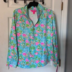 Disney Floral Zip-Up Popover in Blue and Pink
